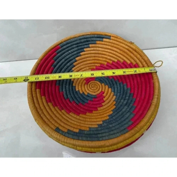 Antique Collection Woven Round Three Wall Basket Multicolor Sz 12" - Picture 2 of 9